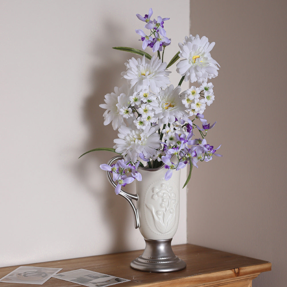 French Embossed Ceramic Vase-0